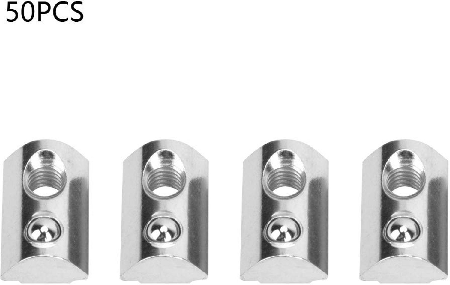 T-slot Moeren Set 50 Stuks - Europese Standaard - Elastische Moeren - Bevestigingsmiddelen - Koolstofstaal - Vernikkeld - Bevestigingsmoeren