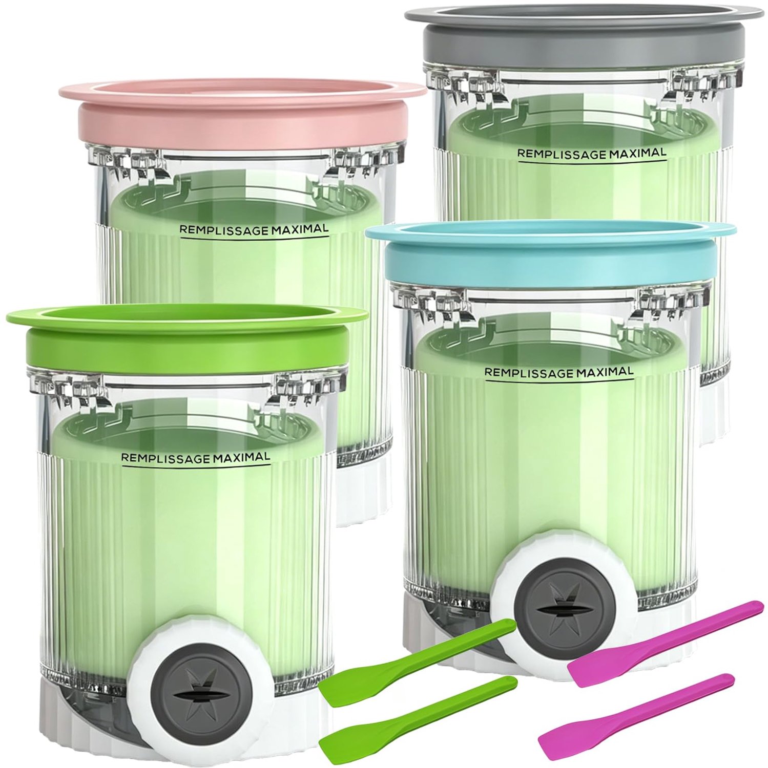 Set van 4 Afneembare Containers met Deksel voor Soft Eismaker