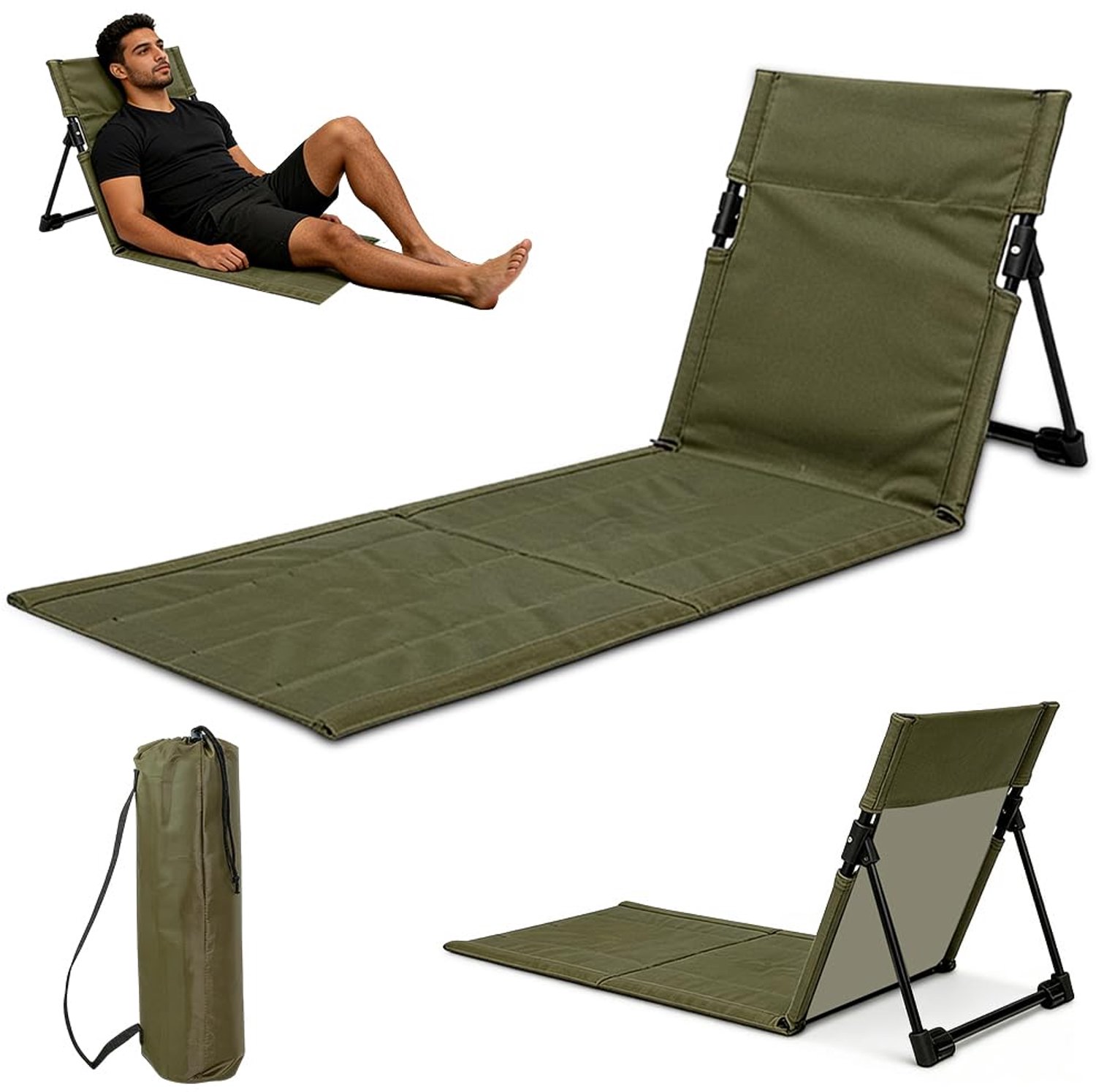 Premium Strandmat met Rugleuning en Opbergtas