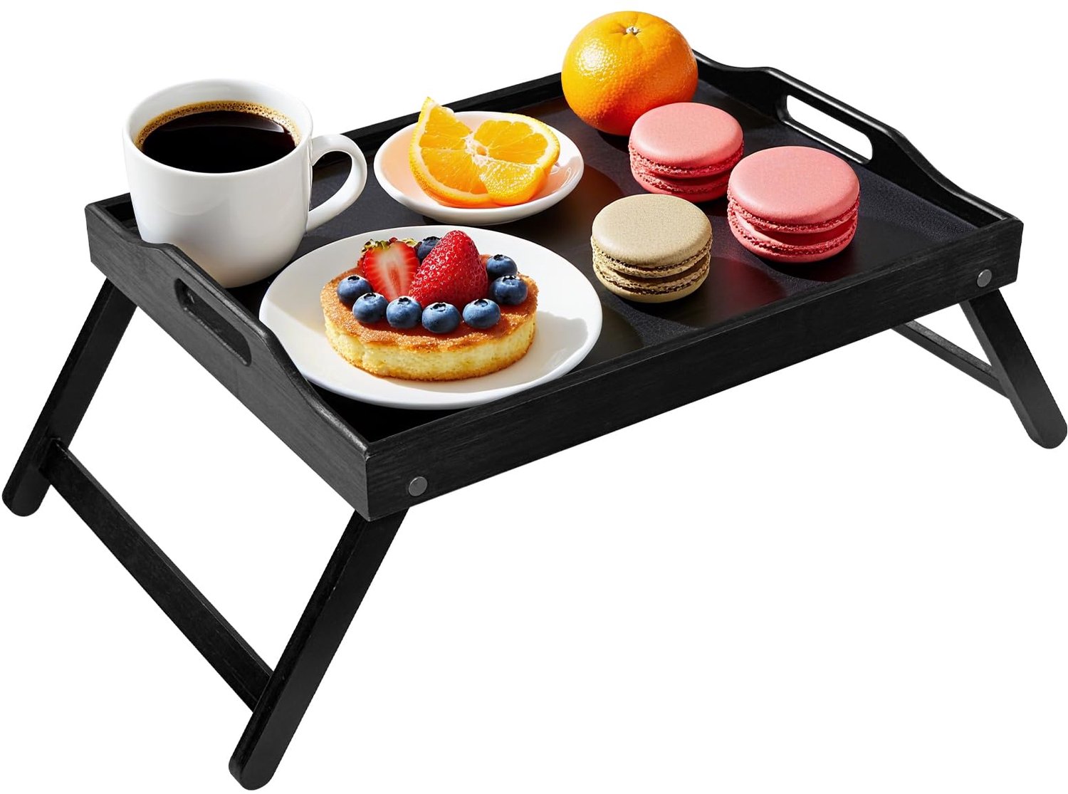 Bamboe Bedlade Tafel met Opvouwbare Poten en Handvatten