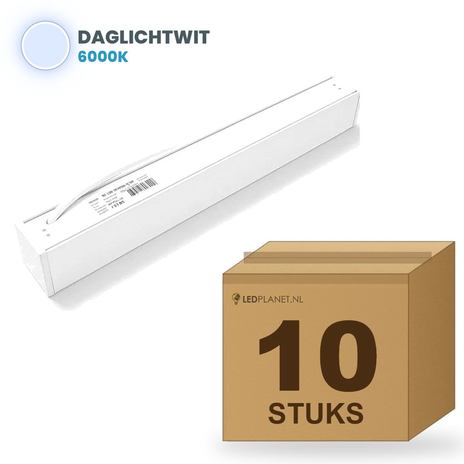 Tsong LED Lichtbalk Hangend 150 cm - 10 stuks - 5.760lm 48W - Daglichtwit 6000K - Wit - Koppelbaar - Incl. ophangset 1 m - 230V
