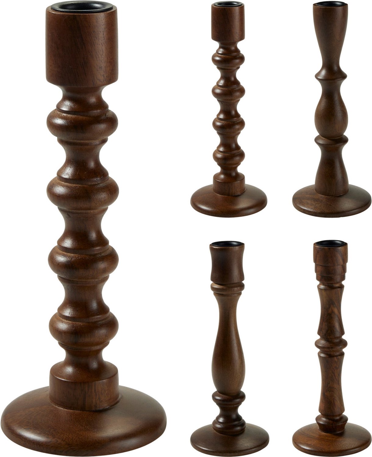 H&S Decoration Kandelaar - 22 cm mango hout - 1 stuk Nampook - kandelaar - hout - kandelaars hout - kerst - sinterklaas houtkleur