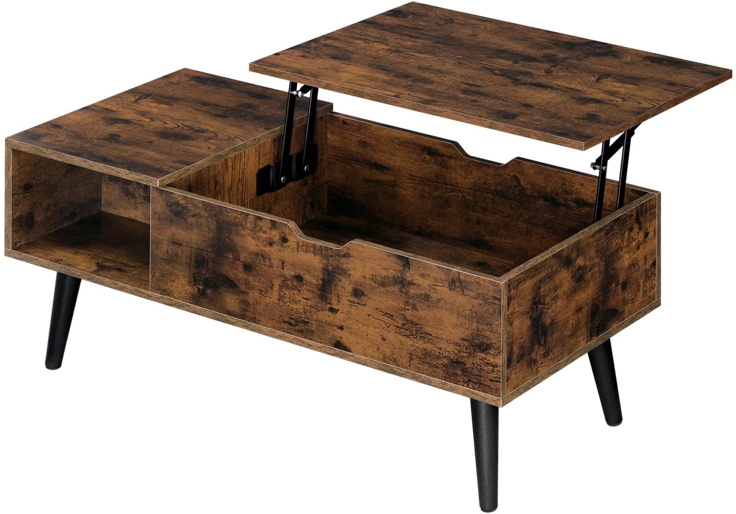 SONNENH Salontafel met liftblad en opbergruimte - 100 x 50 cm - Rustieke bruine houtlook