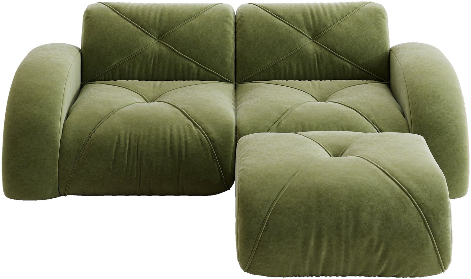 SONNENH Modulaire 2-zitsbank met ottoman - Chenille - 204 cm - Groen