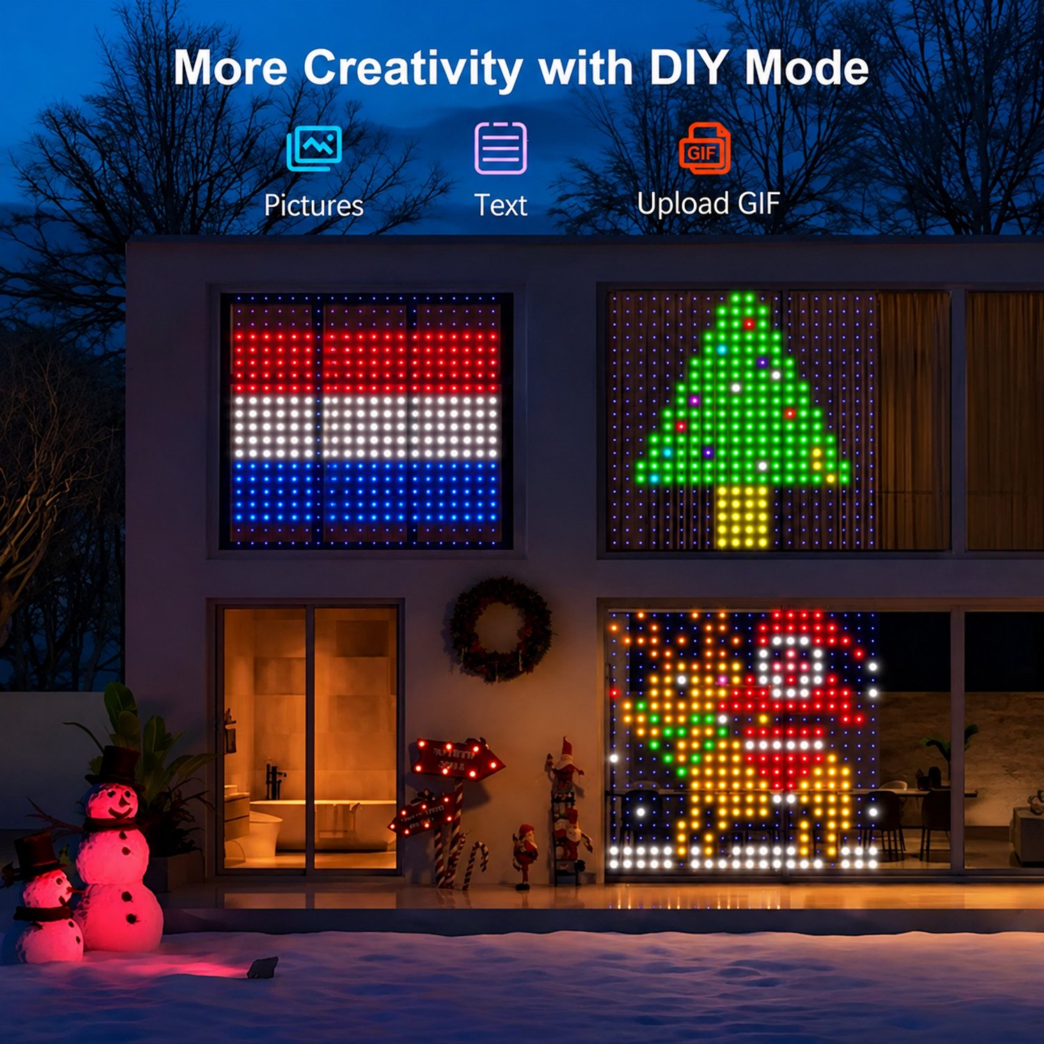Sounix LED Lichtgordijn - Sfeerverlichting met Afstandsbediening - 2 meter - RGB - 400 LED lichten - LED Kerstverlichting Lichtgordijn – foto 6