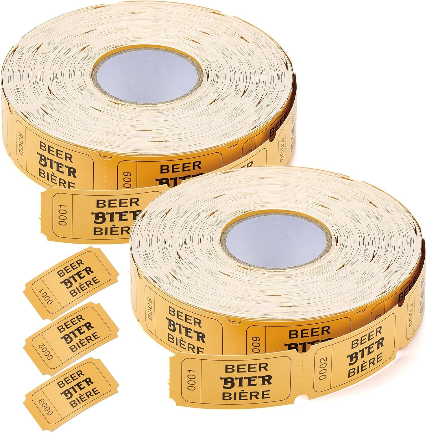 Nezyo 2000 Pieces Wertmarken Rolls 2 x 1000 Tear-off Drink Coupons Buffet Tickets for Shops, Parties, Events and - ShopVlot