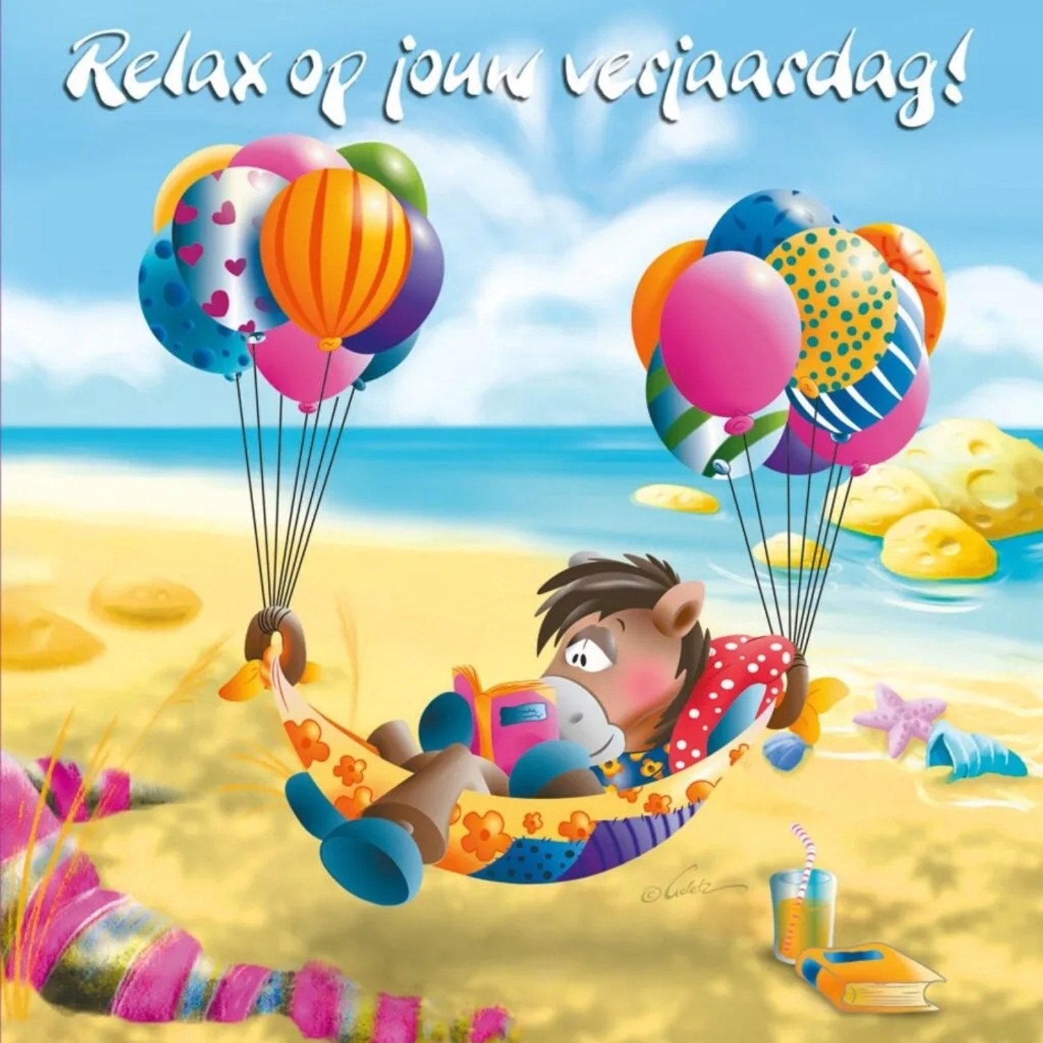 Diddl - 3d- hologram wenskaart - Relax op jouw verjaardag!