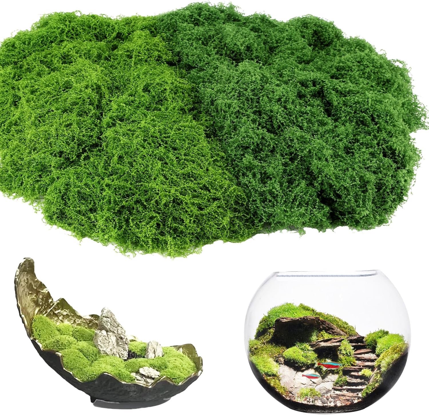 200 g Artificial Moss for Decorating, Artificial Moss for Crafts, Artificial Moss Decoration, Grass for Aquarium - ShopVlot