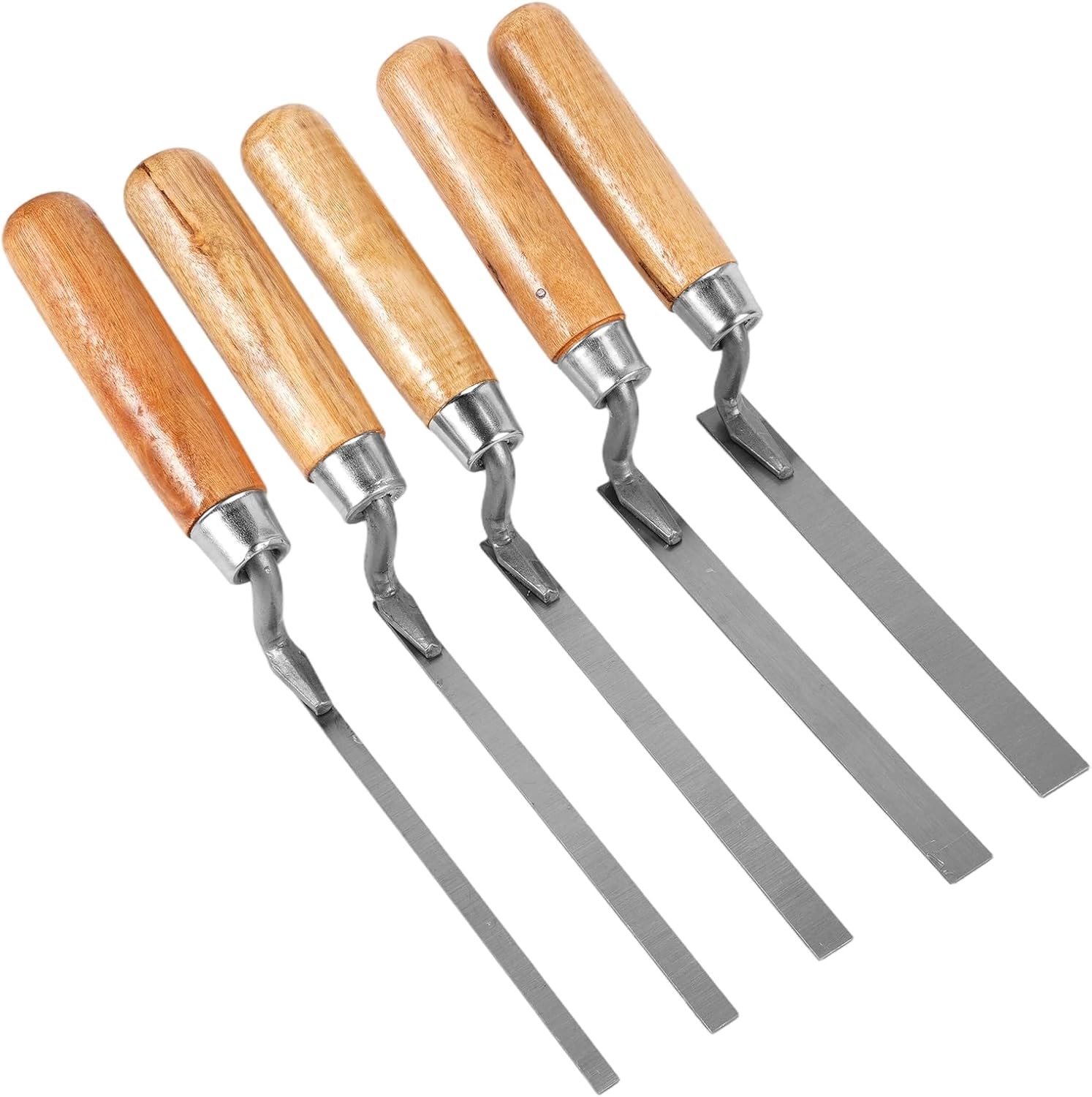 5 Stuks Voegentroffelset, Koolstofstalen Voegentroffel met Houten Handvat - ShopVlot