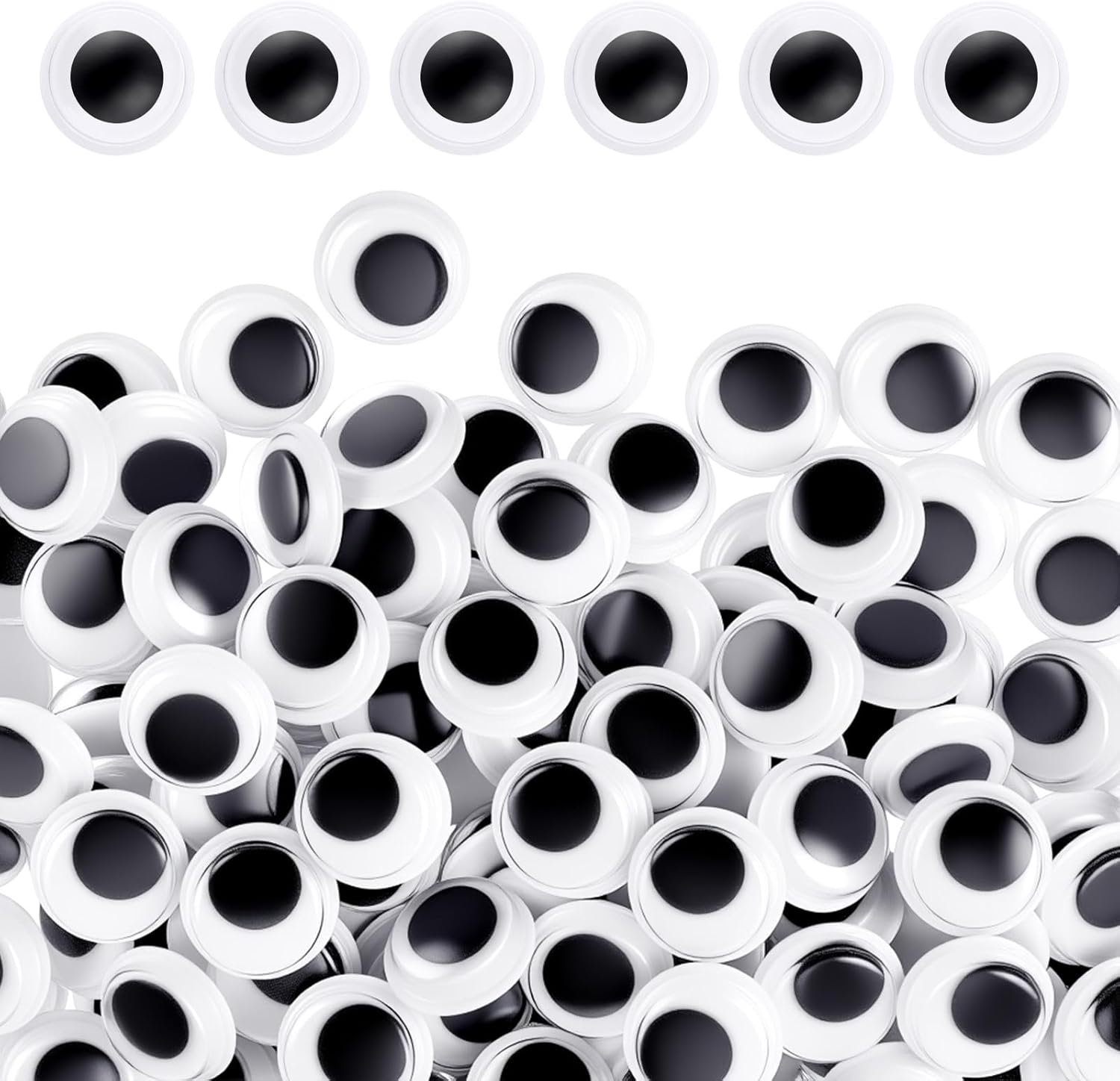 Dailygoods- Wiggly Ogen 12 mm - 300 Stuks - Zelfklevend - PVC - Perfect voor Ambachten - Veilig en Niet-Toxisch - Googly Eyes