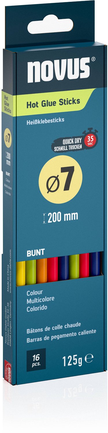Novus gekleurde lijmsticks 7 mm 16 stuks