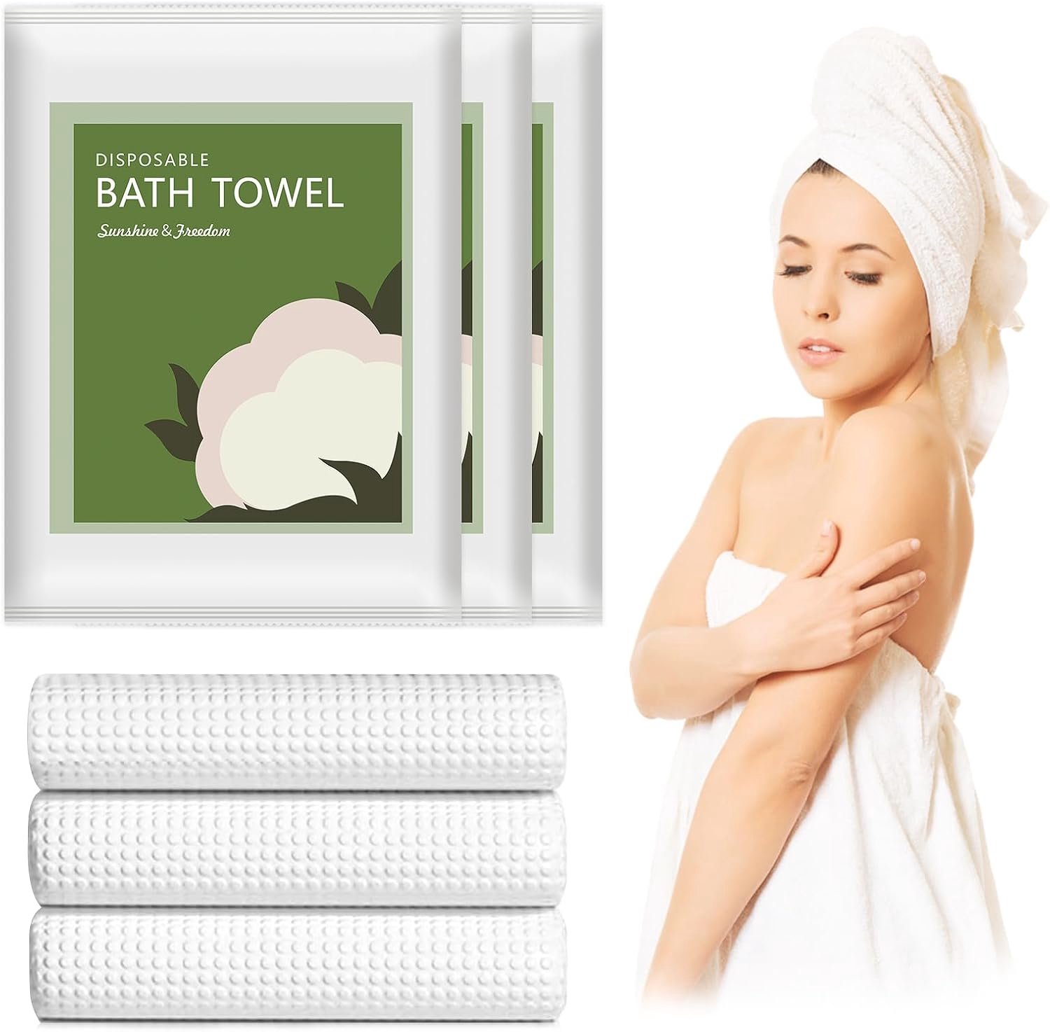 Pack of 10 Disposable Shower Towels, Family Size, Disposable Non-Woven Bath Towels, Portable Disposable Towels for - ShopVlot