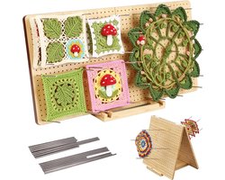 Granny Square Tensioner en Blocking Board van Bamboe, 58 x 29 cm voor Perfecte Haakprojecten