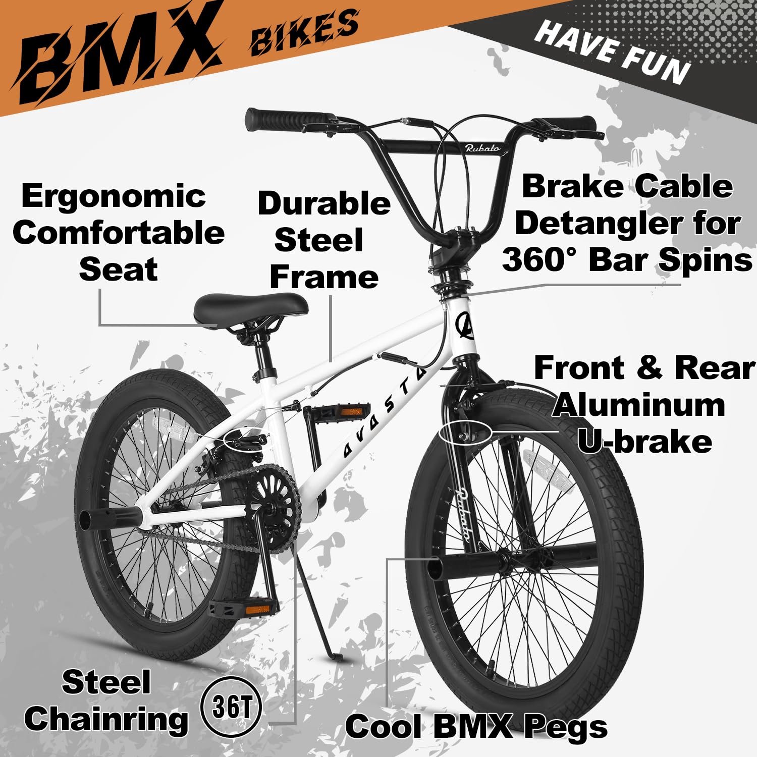 AVASTA 20 Inch Freestyle Jeugd BMX Kinderfiets voor en van 6 7 8 9 10 11 12 13 14 Jaar Jonge ShopVlot
