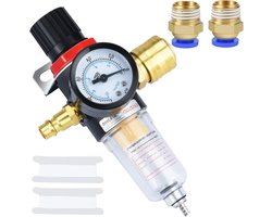 Drado Drukregelaar perslucht, filterregelaar luchtfilter drukregelaar 1/4 BPS met waterafscheider, Duitse - ShopVlot