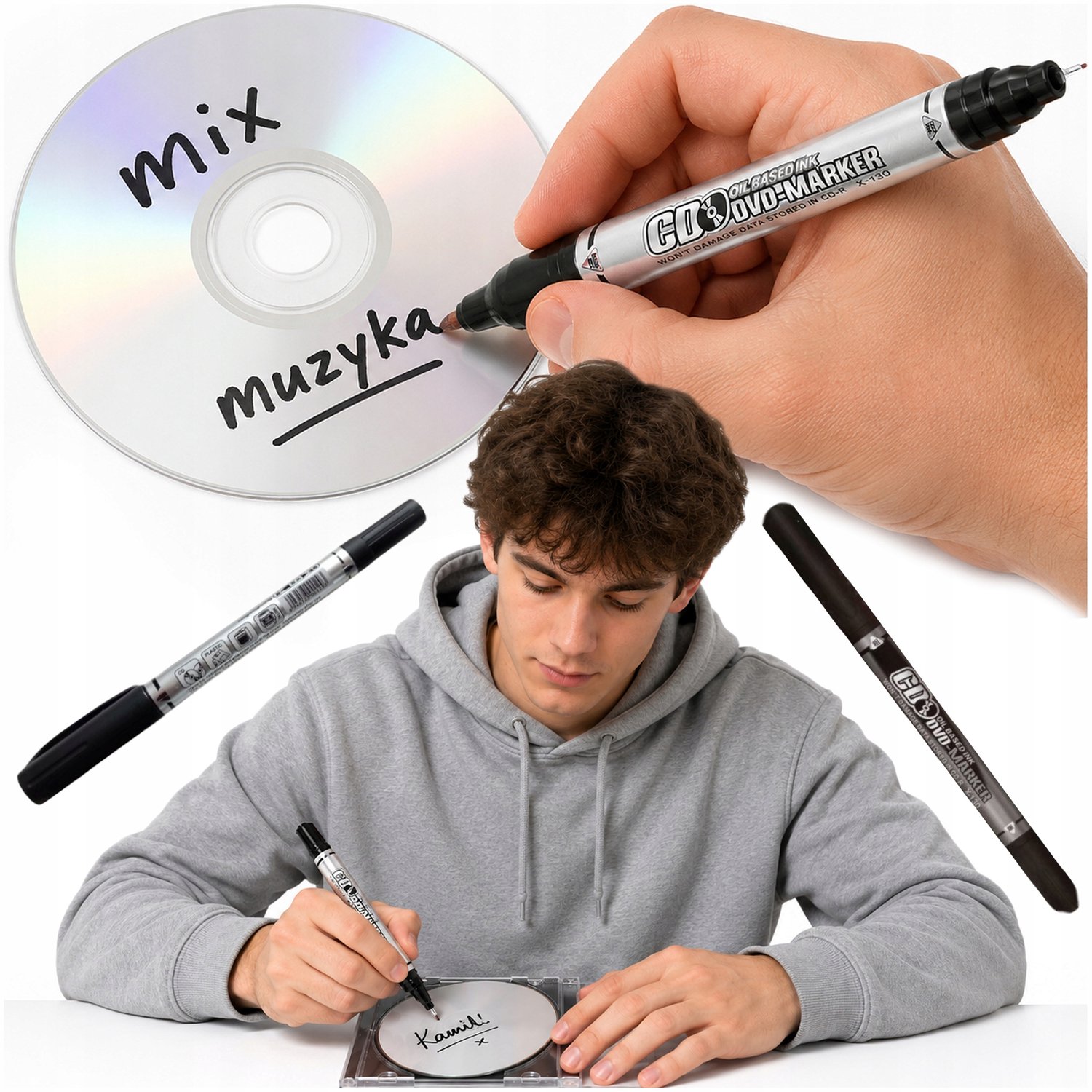 Permanente Marker voor CD/DVD - Dubbelzijdig - Zwart
