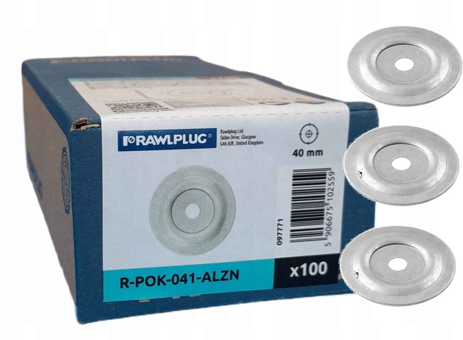 Rawlplug Platte Ronde Dakonderlegger 40mm - 100 stuks