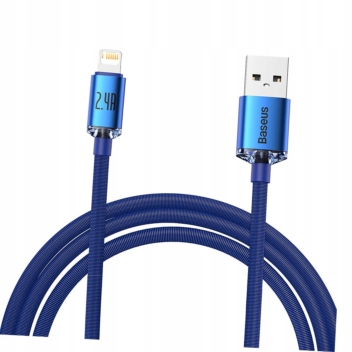 Baseus Crystal Shine USB-A naar Lightning kabel, 2.4A, 2m, Blauw