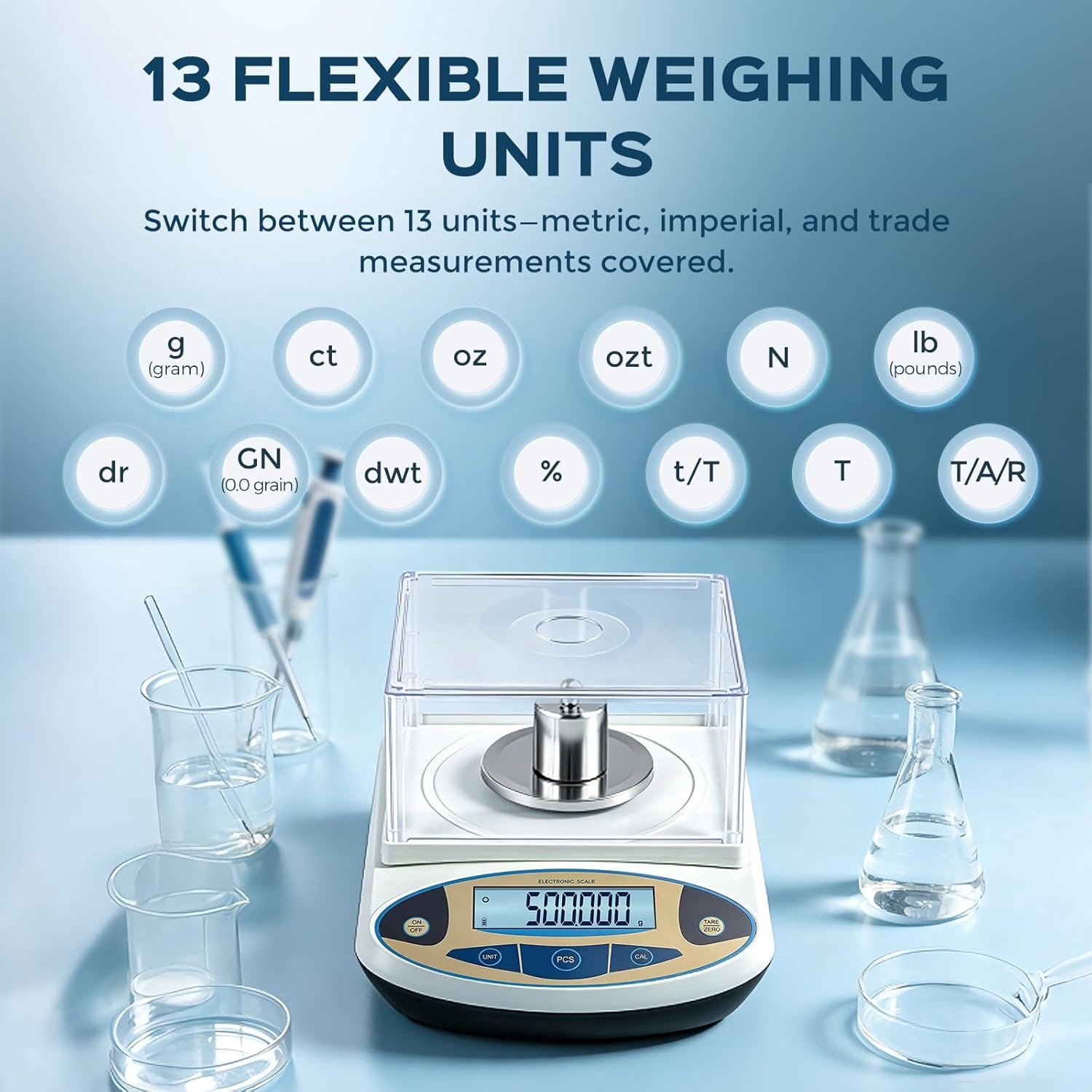 SnelShoppen - Electronic Analytical Scale 0.01g - Hoge Precisie 1mg - Laboratorium, Keuken, Juwelen en Goud Weegschaal met Windscherm en RVS Weegplaat