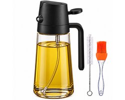 Pandaco Olijfolie Sprayer 2-in-1 - Olie Sprayer 420 ml - Glazen Oliefles met Schenktuit - Airfryer & BBQ Accesoires