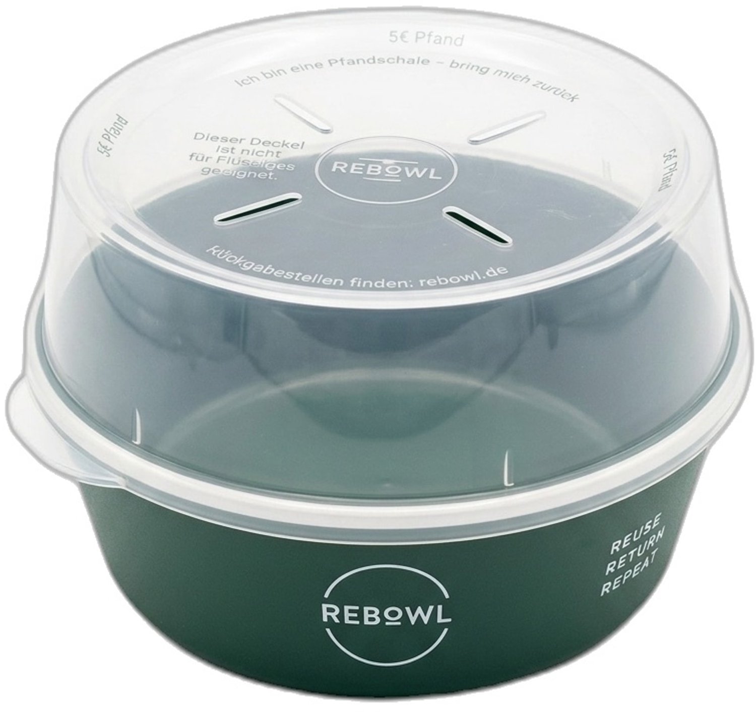 REBOWL groene herbruikbare kom met plat deksel, ca. 1100 ml