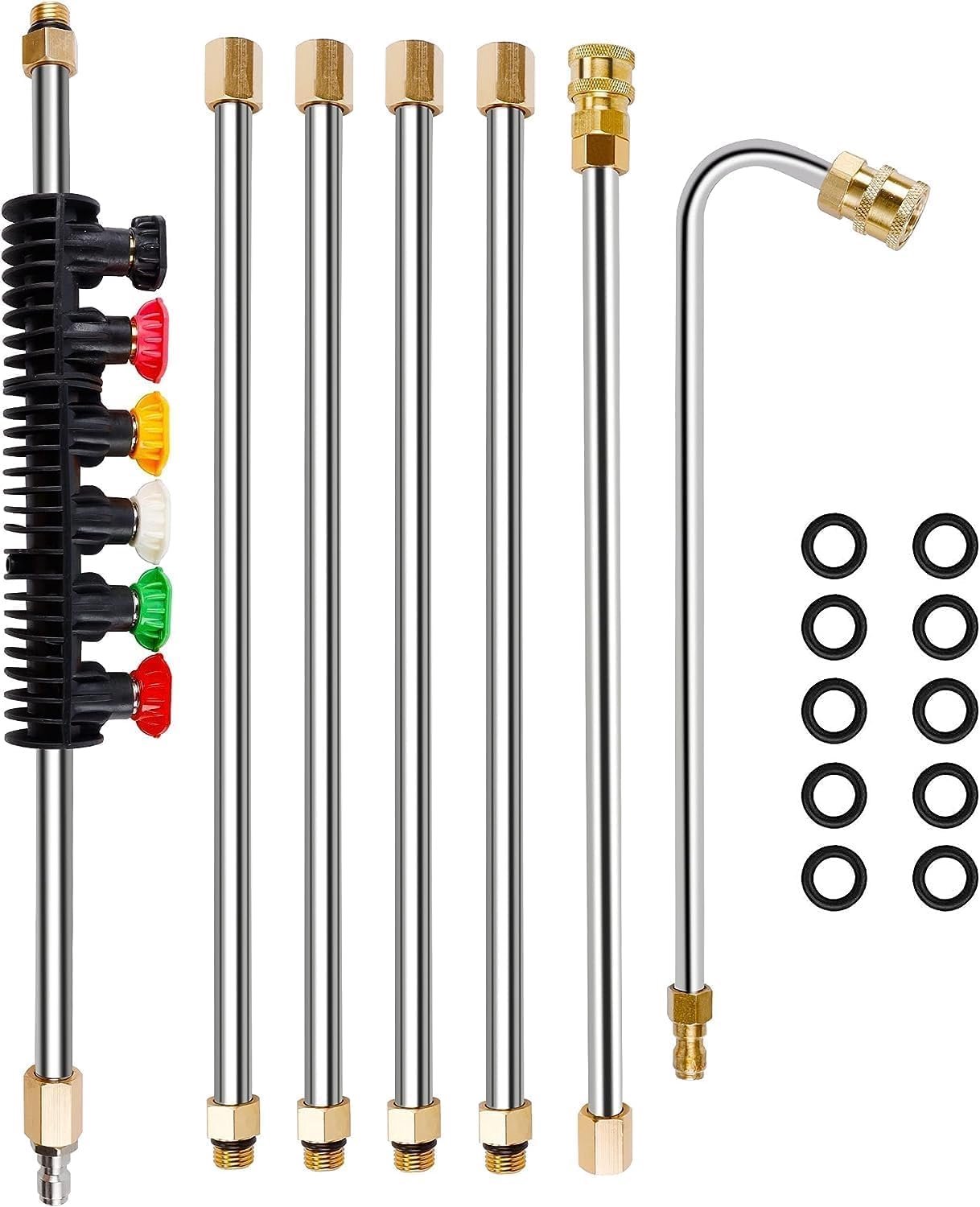 YUET High Pressure Washer Bar Extension Kit, Replacement Lance, 7.5 Feet, 1/4 Inch Quick Connection, 4000 PSI Gutter Cleaning Tool Bar, Roof Cleaning