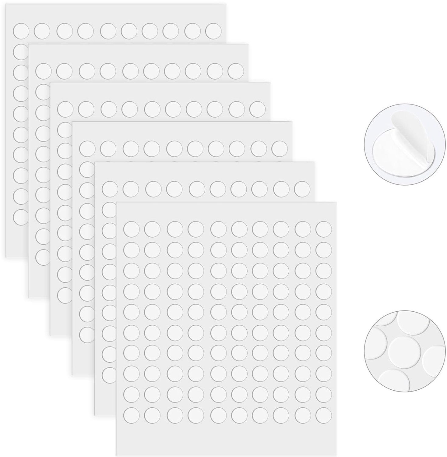 SnelShoppen - Set van 600 Dubbelzijdige Hechttips - Rond - Transparant - Krachtig - Kleine Plakpads - Verwijderbaar - Voor Creatieve Projecten, Foto's