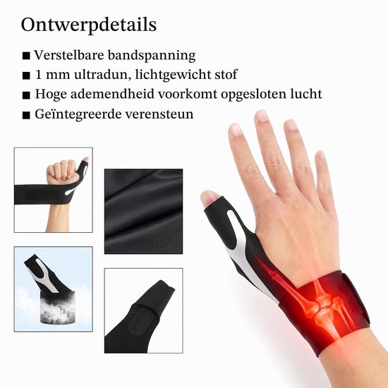 Set van 2 Duimsteunen voor Rechts en Links, Zachte Ondersteuning voor Dagelijks Gebruik, Verstelbare Compressie en Comfortabele Lastenondersteuning voor Unisex — afbeelding 4