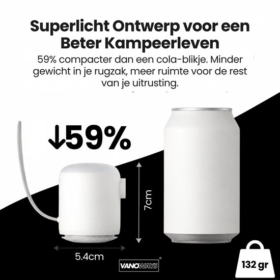 Elektrische Luchtpomp – Vanoways – Luchtbed Pomp Oplaadbaar – Zwembad – LED Licht - zwart — afbeelding 2