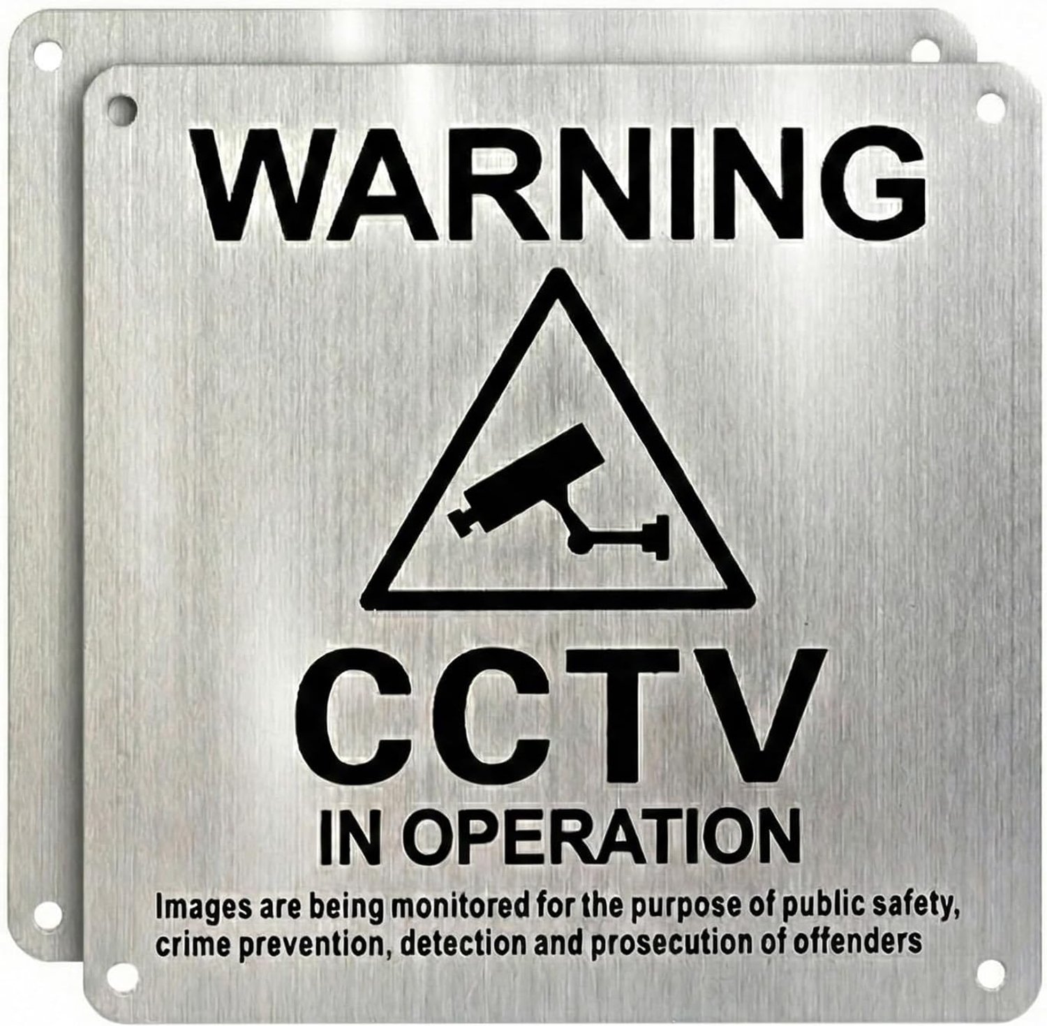 Waarschuwingsbord videobewaking 10 x 10 cm - roestvrij staal - weerbestendig - voor huis en bedrijf - ShopVlot