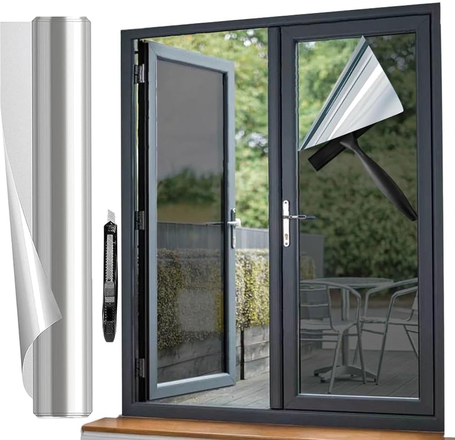 SnelShoppen - Spiegelfolie Raamfolie voor Inkijkbescherming - Zelfklevende Zonwerende Folie - UV-Bescherming en Hittebescherming voor Huis en Kantoor