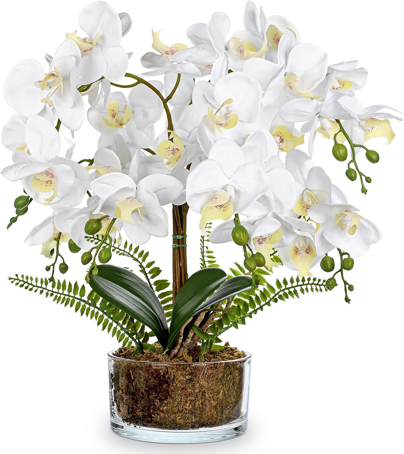 Kunstorchideeën 41,9 cm - Witte faux bloemen - Levensecht met glazen pot - Perfect voor interieurdecoratie - ShopVlot