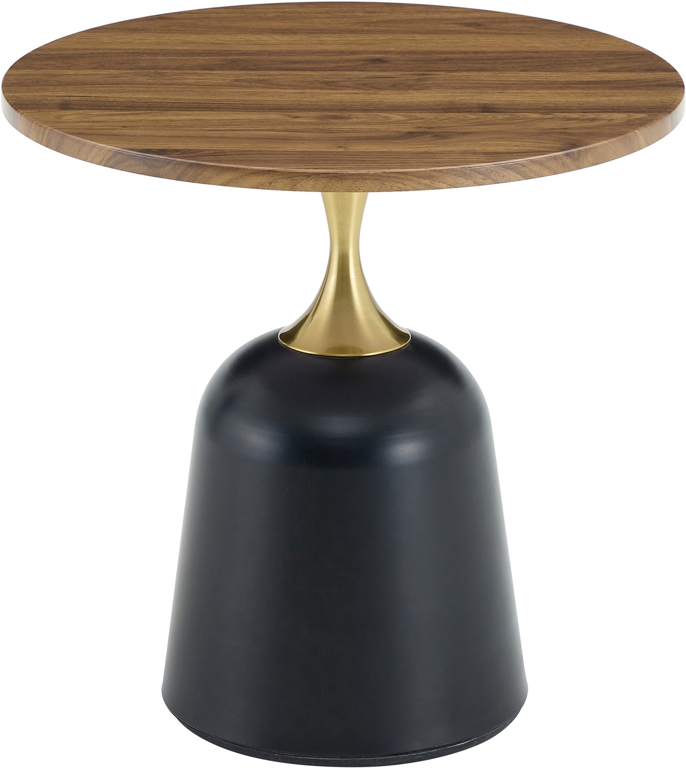 SONNENH Ronde bijzettafel met verzwaarde metalen voet - Walnootlook - 60 cm Walnootlook, zwart en goudkleurig