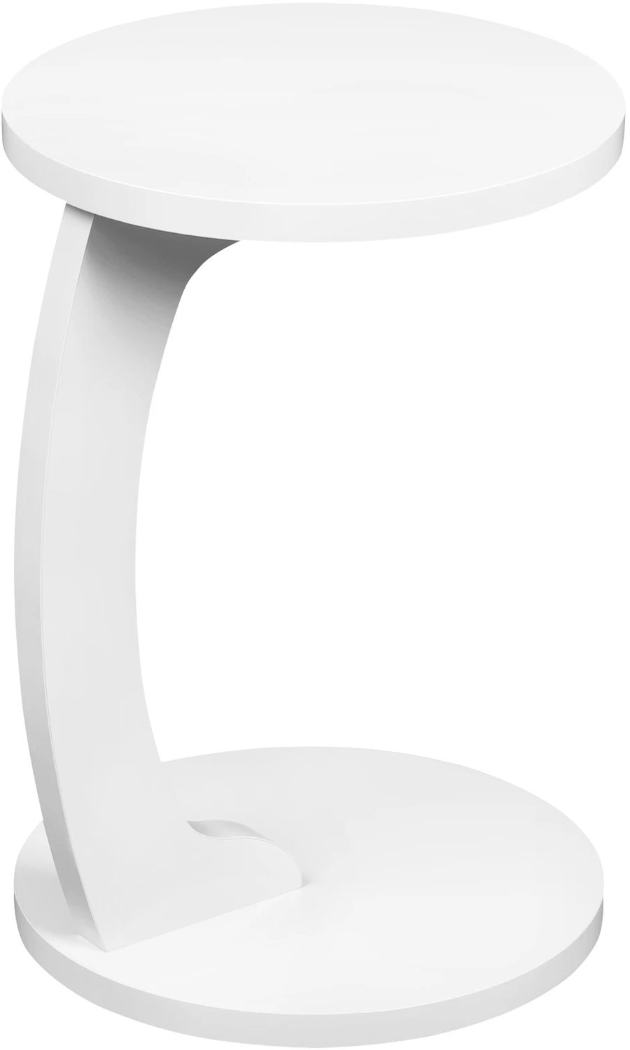 SONNENH Ronde C-vormige bijzettafel - Wit MDF - 38 cm diameter - 55 cm hoog