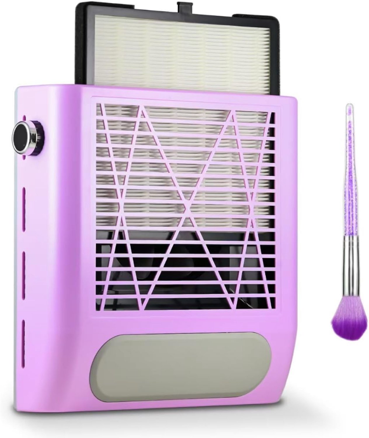 Levo® Nagel Afzuiger - Stofafzuiger Nagels – Stofafzuiging Met Instelbare Snelheid - Nageltafel – Nail Dust Collector Met Krachtige Afzuiging - Manicure - Pedicure - Sterke afzuiging – Paars- 25 cm x 9 cm x 9cm