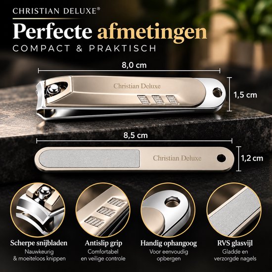 Christian Deluxe® Nagelknipper met Glasvijl - Nagelknipper - Glasvijl - Teennagelknipper - Pedicureset - Manicure set - Pedicure — afbeelding 4