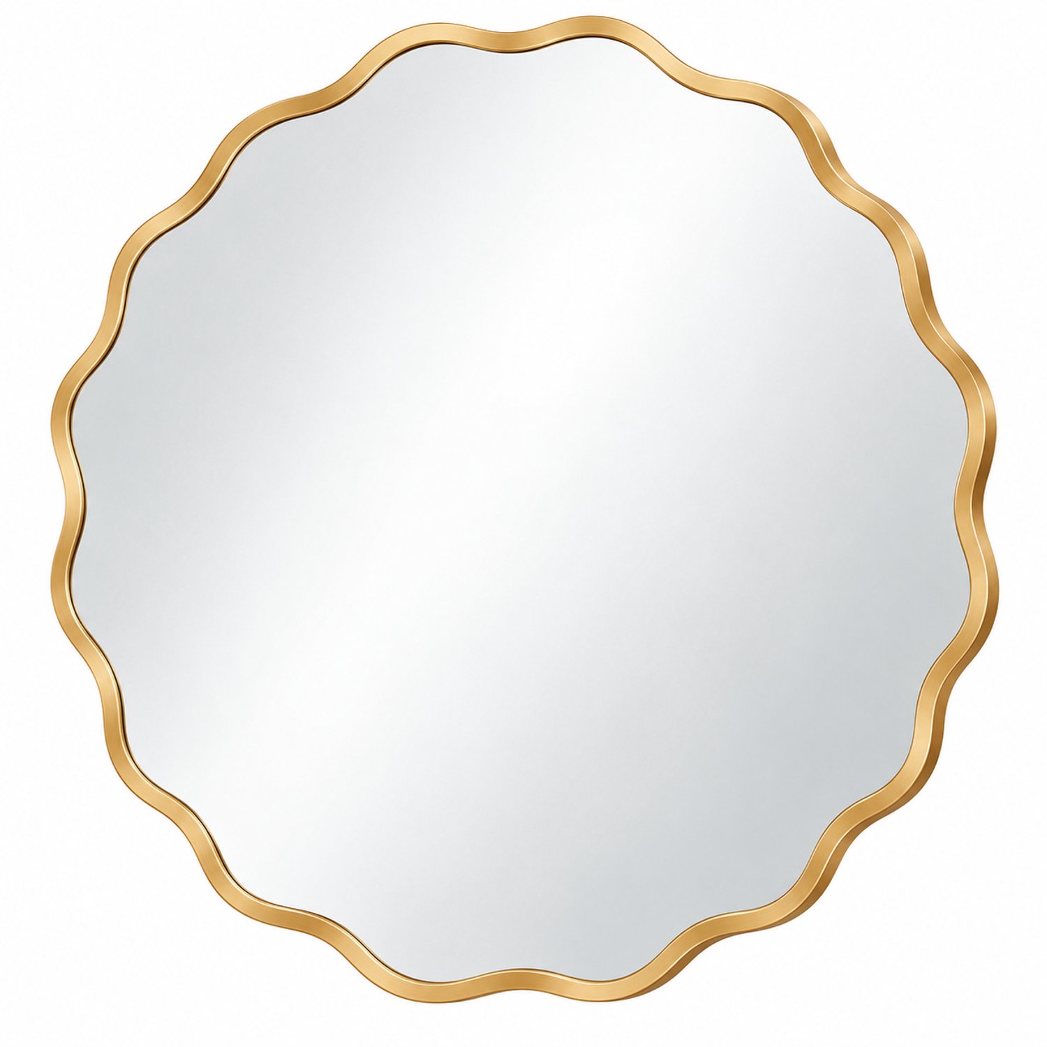 Seth Select Ronde Wandspiegel 60 cm – Badkamerspiegel - Golvende Rand – Decoratieve Spiegel - Aluminium Frame – Gehard Glas – Goud