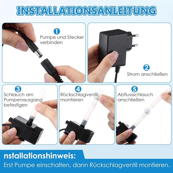 Mini automatische onderwaterpomp met water sensor, 2.5m slang en terugslagklep, 280 L/h voor airconditioning, ontvochtiger en keldergebruik van Merkloos — afbeelding 5