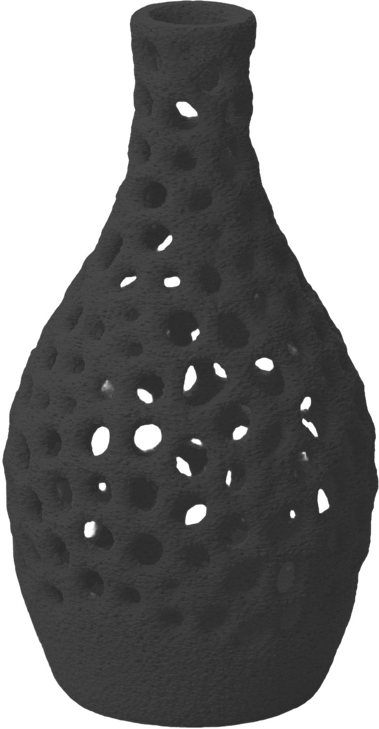 Layvo CELSO Vaas - Zwart - D14 x H25 cm - droogbloemen vaas - organische vaas - gerecycled plastic