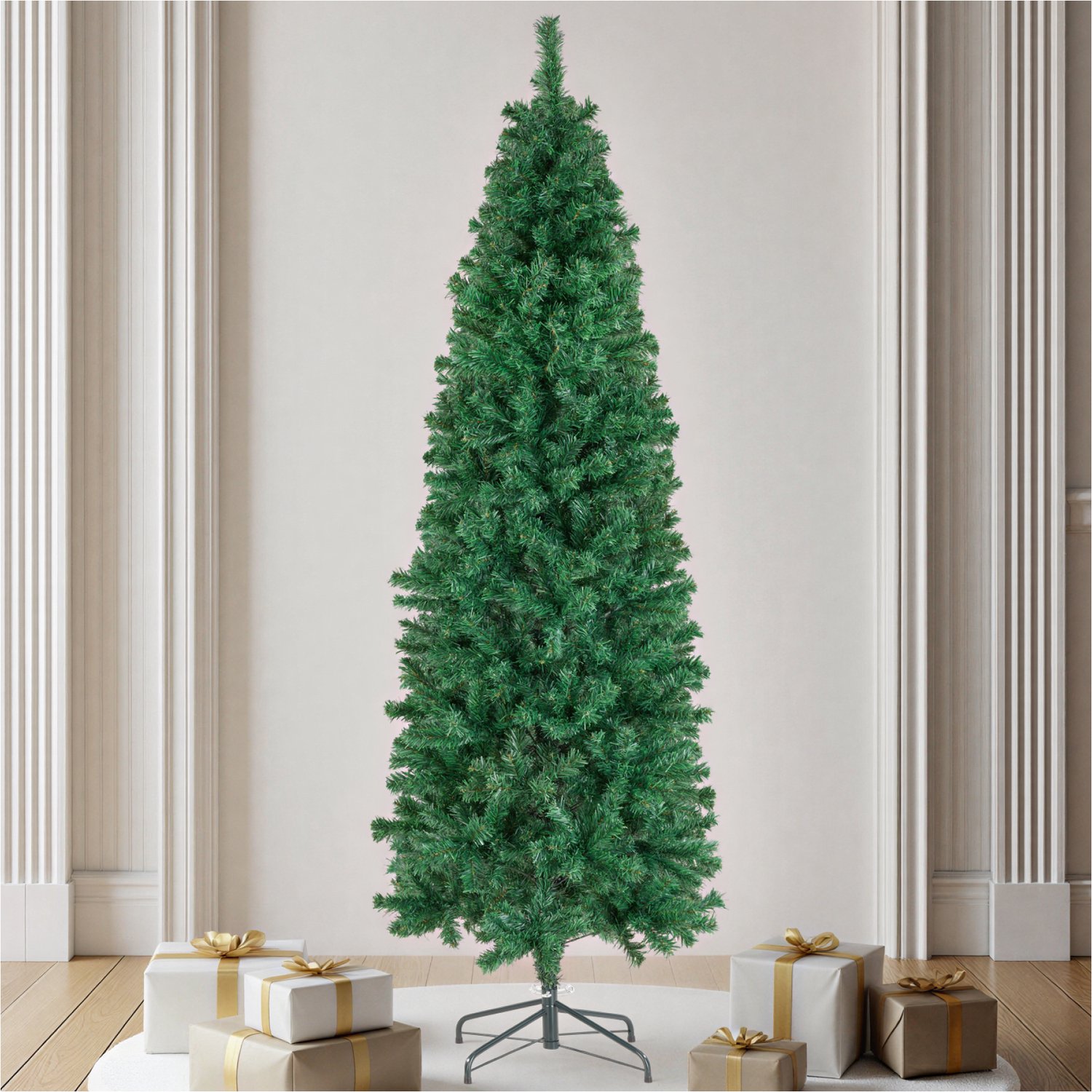 tectake® Kunstkerstboom - Levensecht met flexibele takken - Volumineus - Stabiel en eenvoudig te monteren - Kunstkerstboom als kerstversiering - groen – 736 takken - 180cm