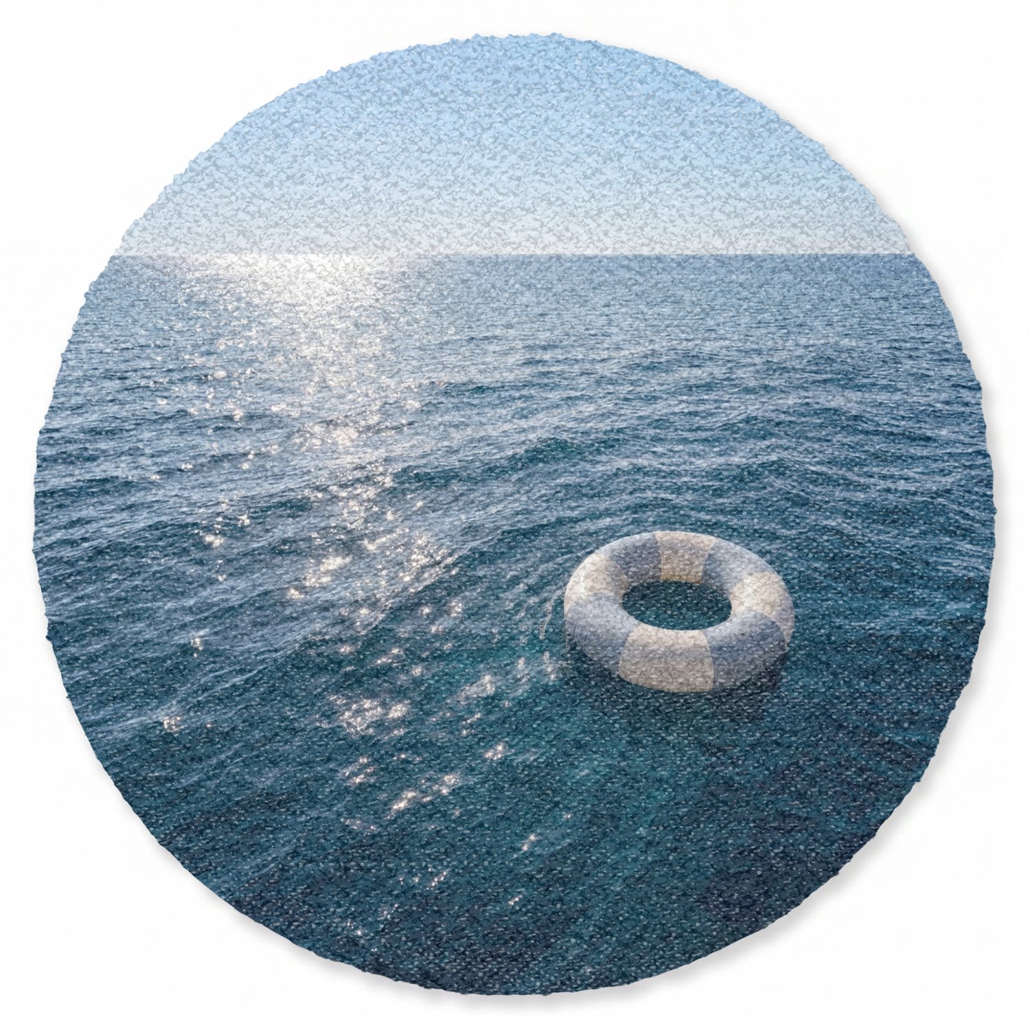 Deurmat rond 120x120 cm - Droogloopmat Oceaan - Zwemband - Horizon - Mat voor binnen - Schoonloopmat - Ronde deurmatten met print - Inloopmat