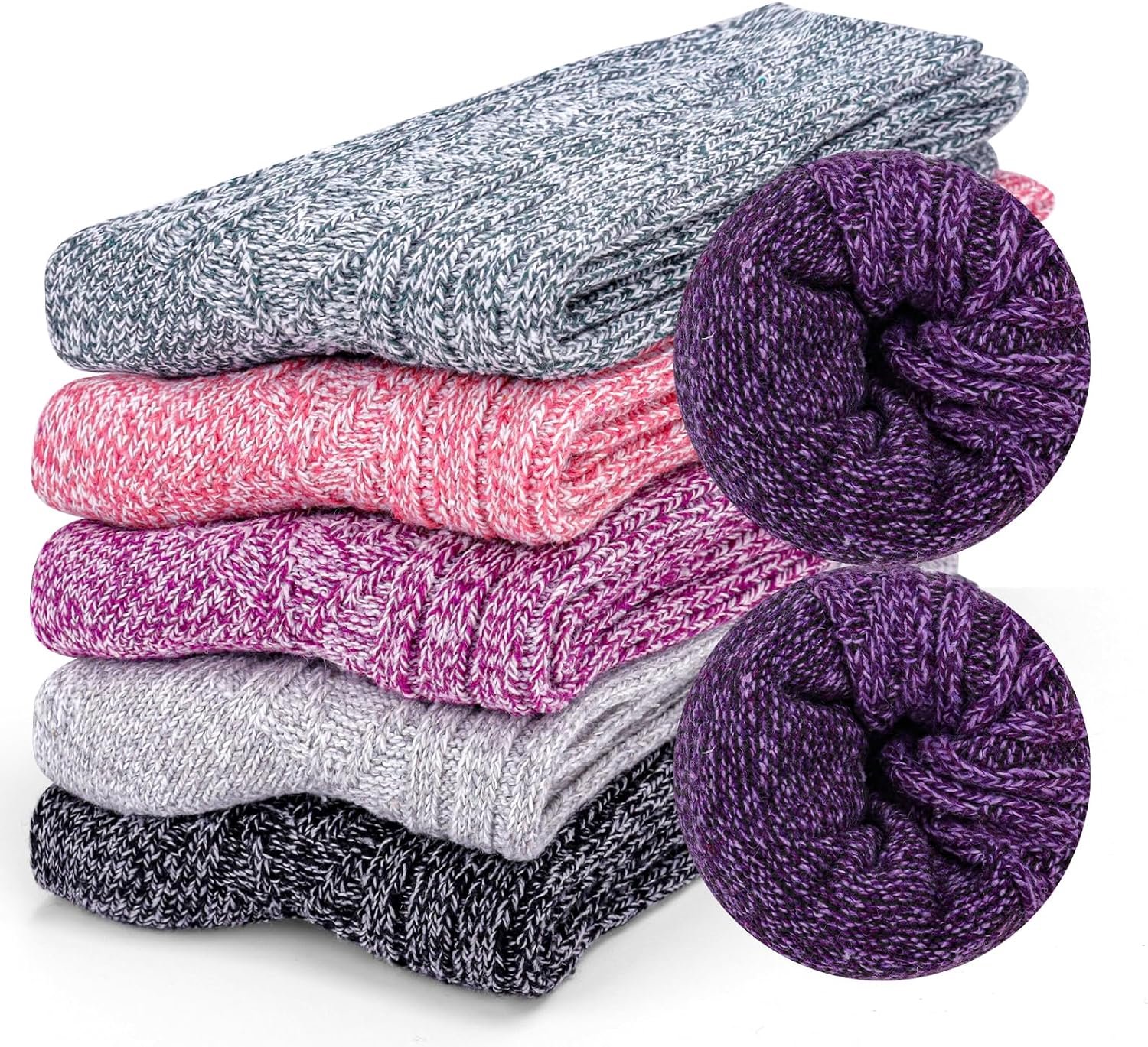 Dikke, kleurrijke wollen sokken, maat unisex