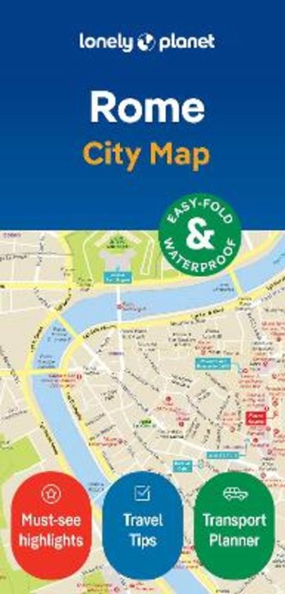 Lonely Planet Rome stadskaart, opvouwbaar en waterbestendig, inclusief hoogtepunten, reistips en transportplanner.
