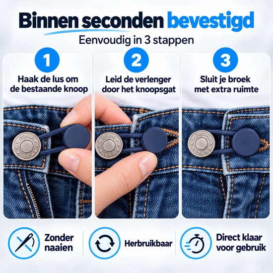 Knoopsgat Verlenger - Set van 28 Stuks - Broekverbreder - Knoopsgaten Elastiek - Knoopsverlenger - 15-18 MM — cadeau in Cadeau-ideeën - foto 5