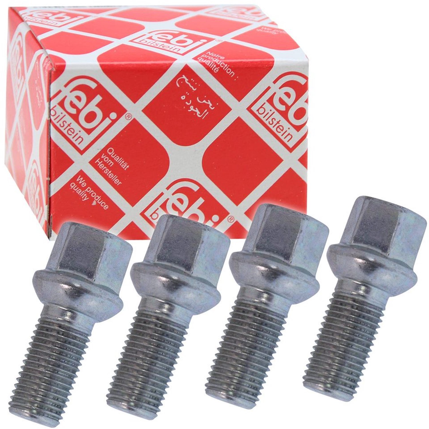 Set van 4 Wielbouten M14 x 1,5 x 27 mm - Gegalvaniseerd