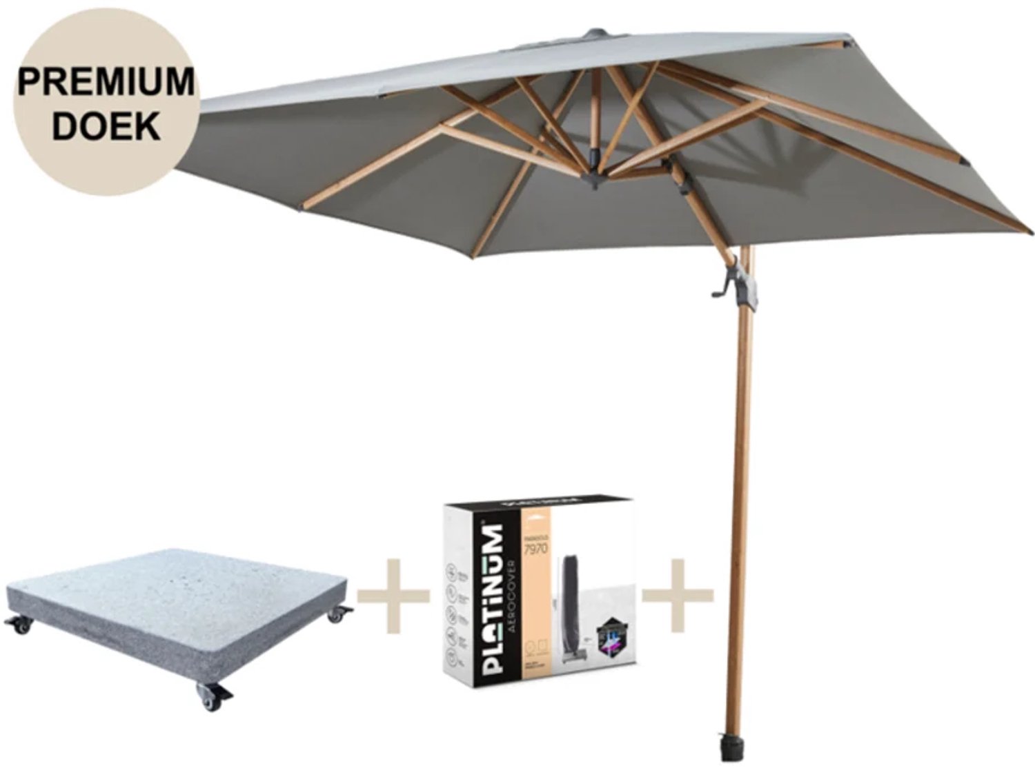 4 Seasons Outdoor Siesta Premium parasol déporté 300 x 300 cm avec pied et housse - Charcoal