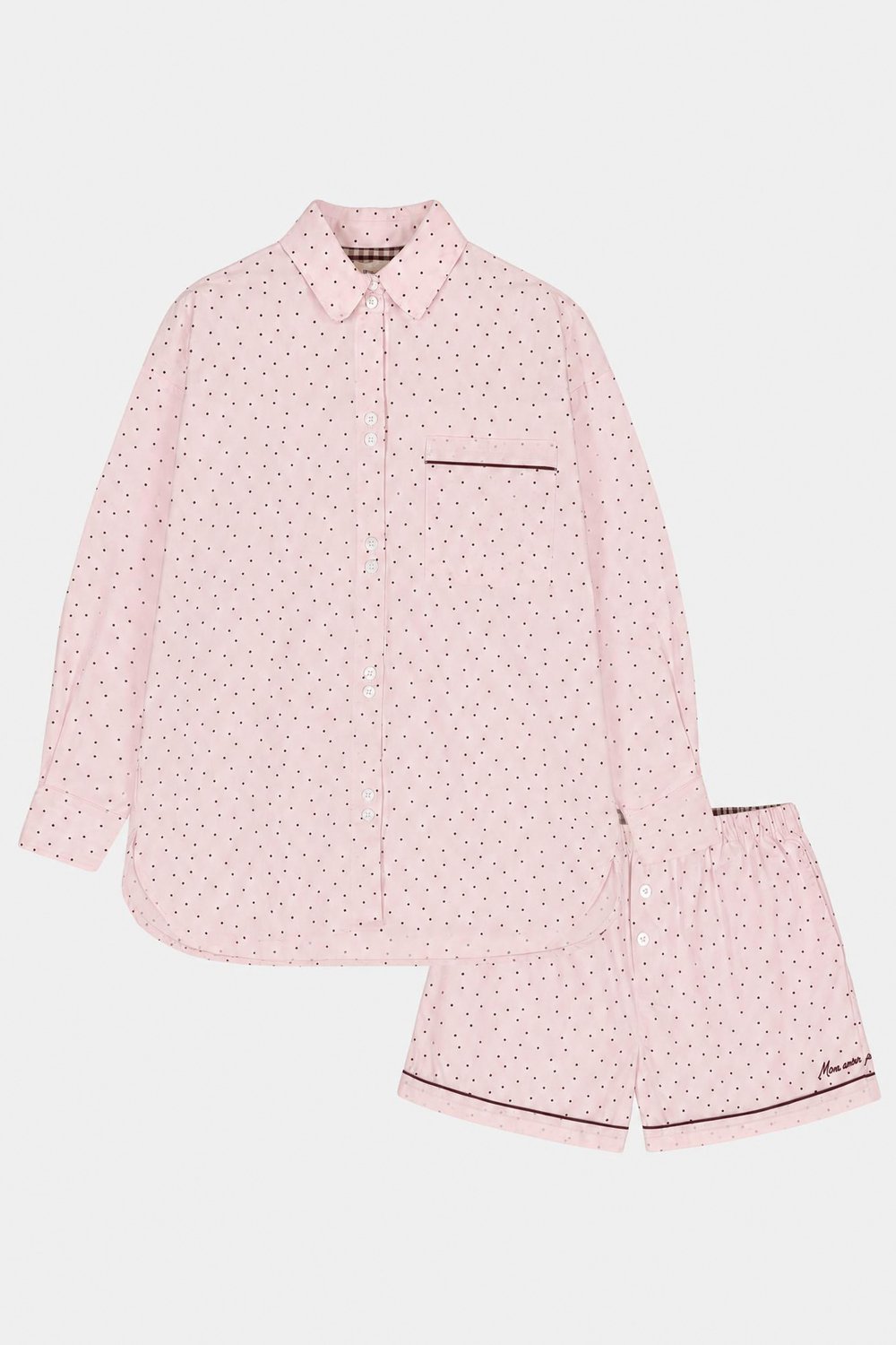 Woody & Kirilove – Dames & Tiener Pyjama met Short – Lichtroze met Stippen – 263-14-WKA-W/968 - 12 jaar