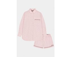 Woody & Kirilove – Dames & Tiener Pyjama met Short – Lichtroze met Stippen – 263-14-WKA-W/968 - 12 jaar
