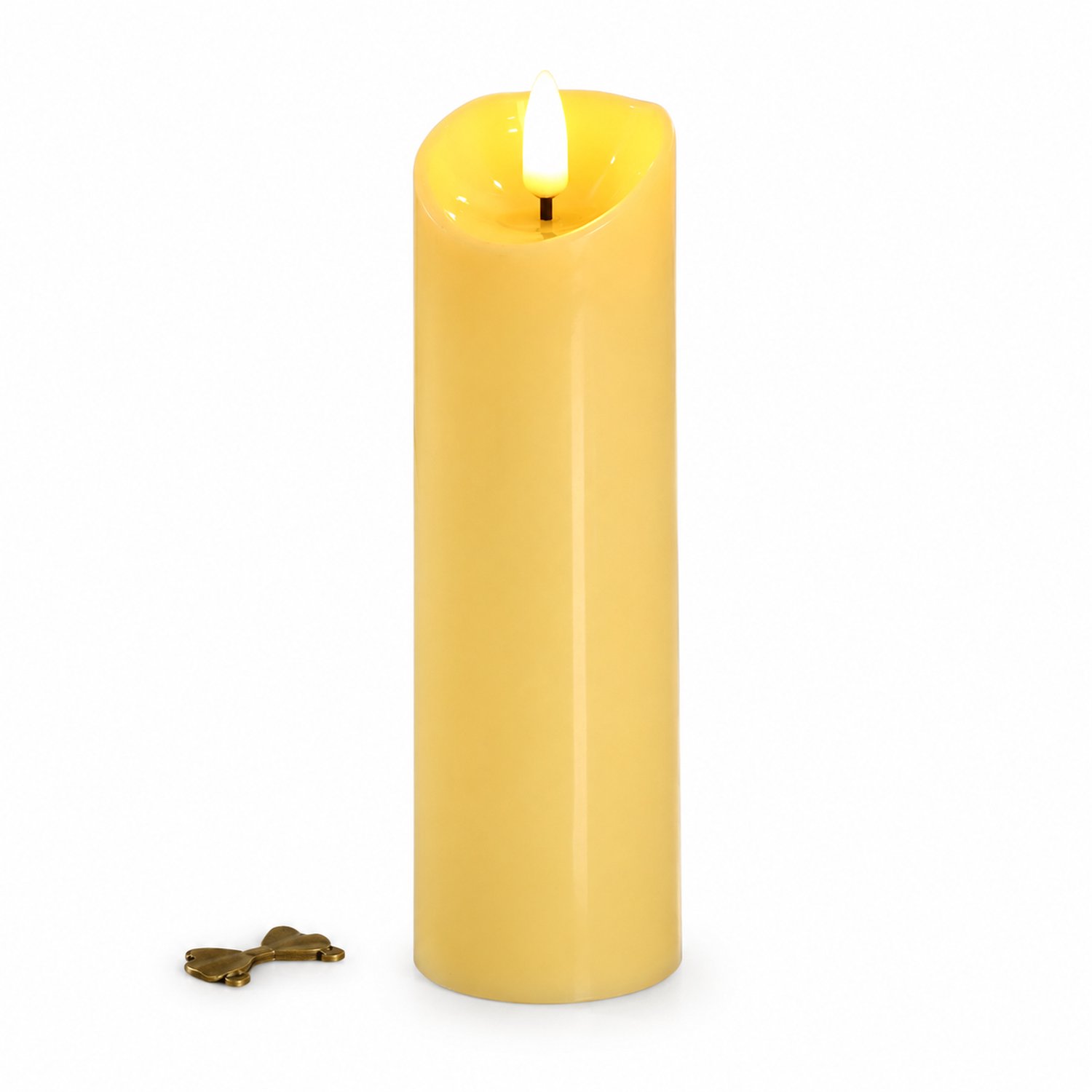 SWGOTA led kaarsen voor feestdecoratie: ivoorwitte kaars, 5 x 15 cm, gladde PP-behuizing met schuine bovenrand, inclusief 3 AG13-batterijen