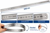 Flexibele RVS Meetlat 200 cm – Roestvrij Staal – Nauwkeurigheidsklasse II – Professionele Liniaal